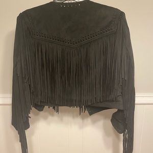 Bagatelle black faux suede cropped jacket size XS